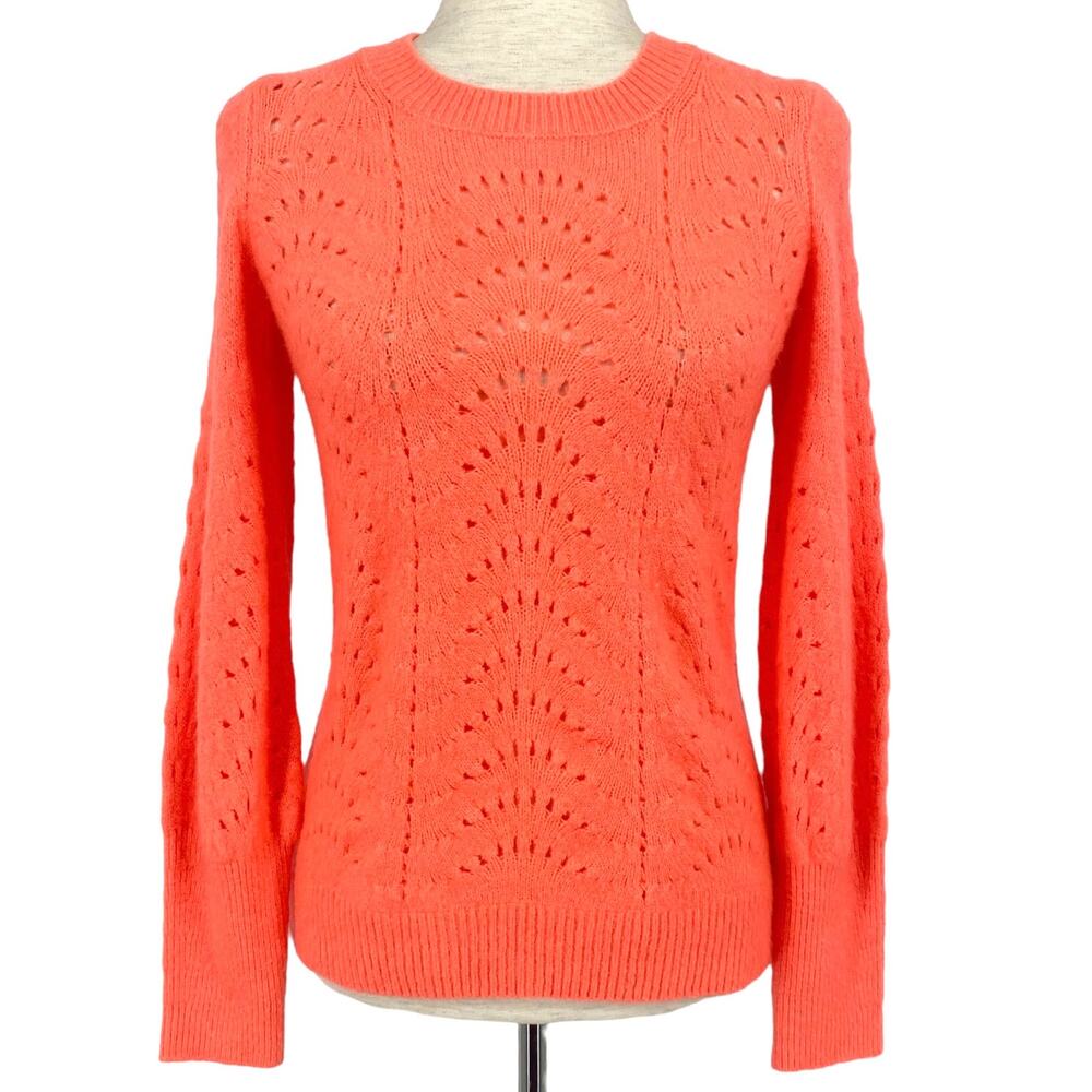 GAP Coral Cut Out Crew Neck Long Sleeve Lightweight Sweater Size XS Wool Blend